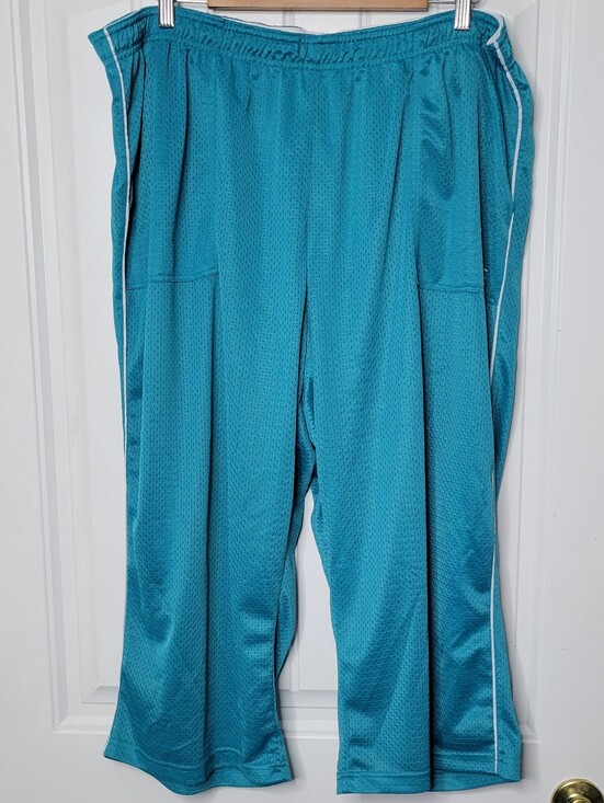 Champion Pants - Champion Teal Mesh Capri Pants with White Piping